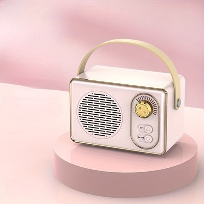 White Portable Retro Speaker, Wireless Small Speaker with USB Flash Drive TF Card, FM, Ideal for Family Gathering