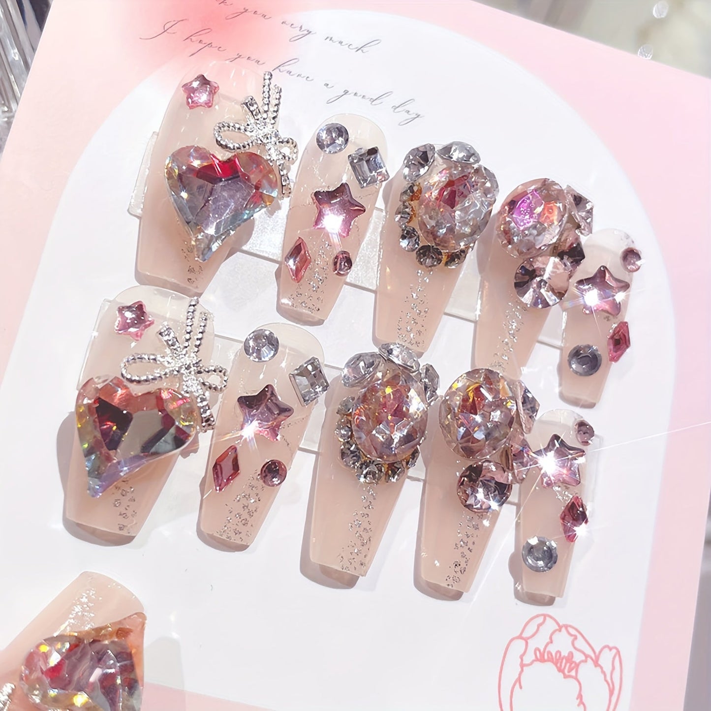 48 pcs Long Press-on Nails Coffin Transparently Fake Nails