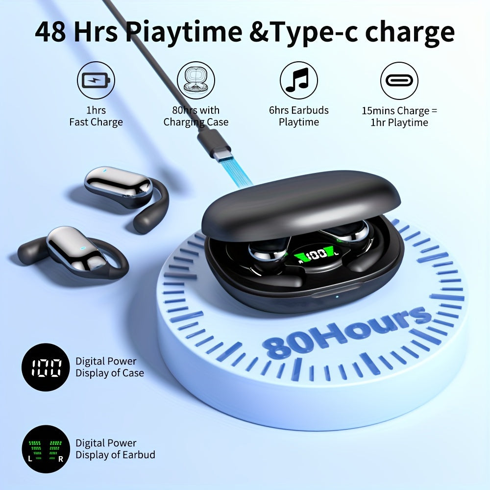 Wireless Bone Conduction Earbuds with LED Charging Case