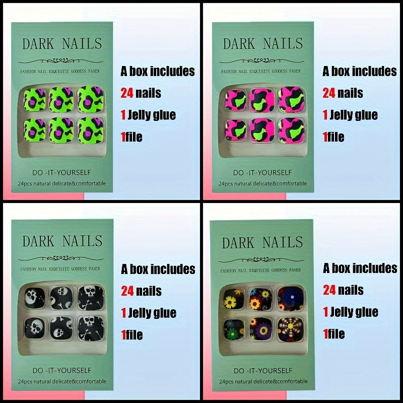 192 Skull Flower Leopard Toenails