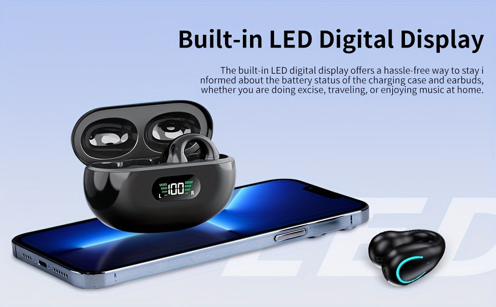Wireless Open Ear Bone Conduction Earbud Headphones