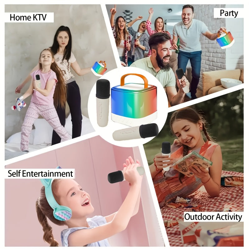 Wireless Karaoke Microphone with Speaker, Voice Changer Effect, Mono Audio Output, USB Charging, Button Control, with Rechargeable 1Tablets