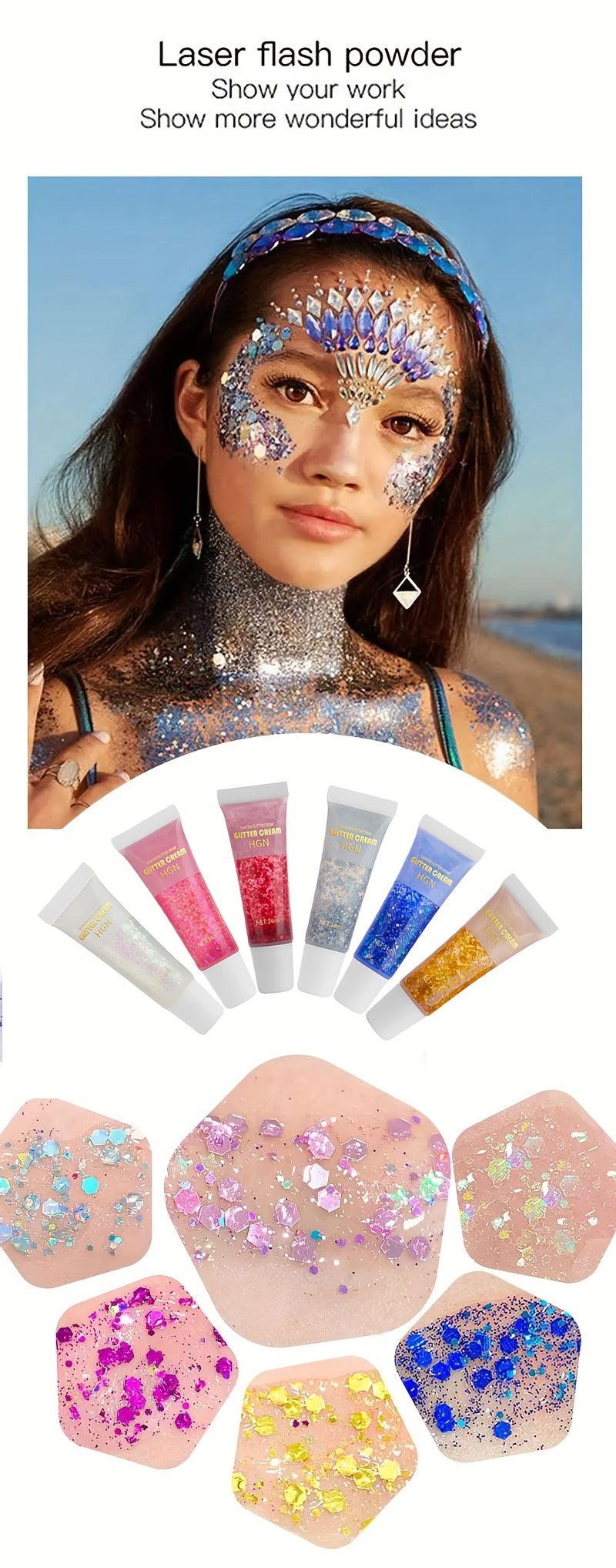 Mermaid Sequins Body Glitter Gel Make Up