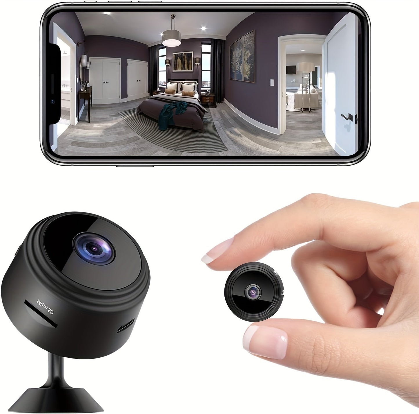 1pc Mini Smart Security Camera, WiFi Enabled, Non-Waterproof, Tabletop Mount, Dual Power USB/Battery, with USB Port