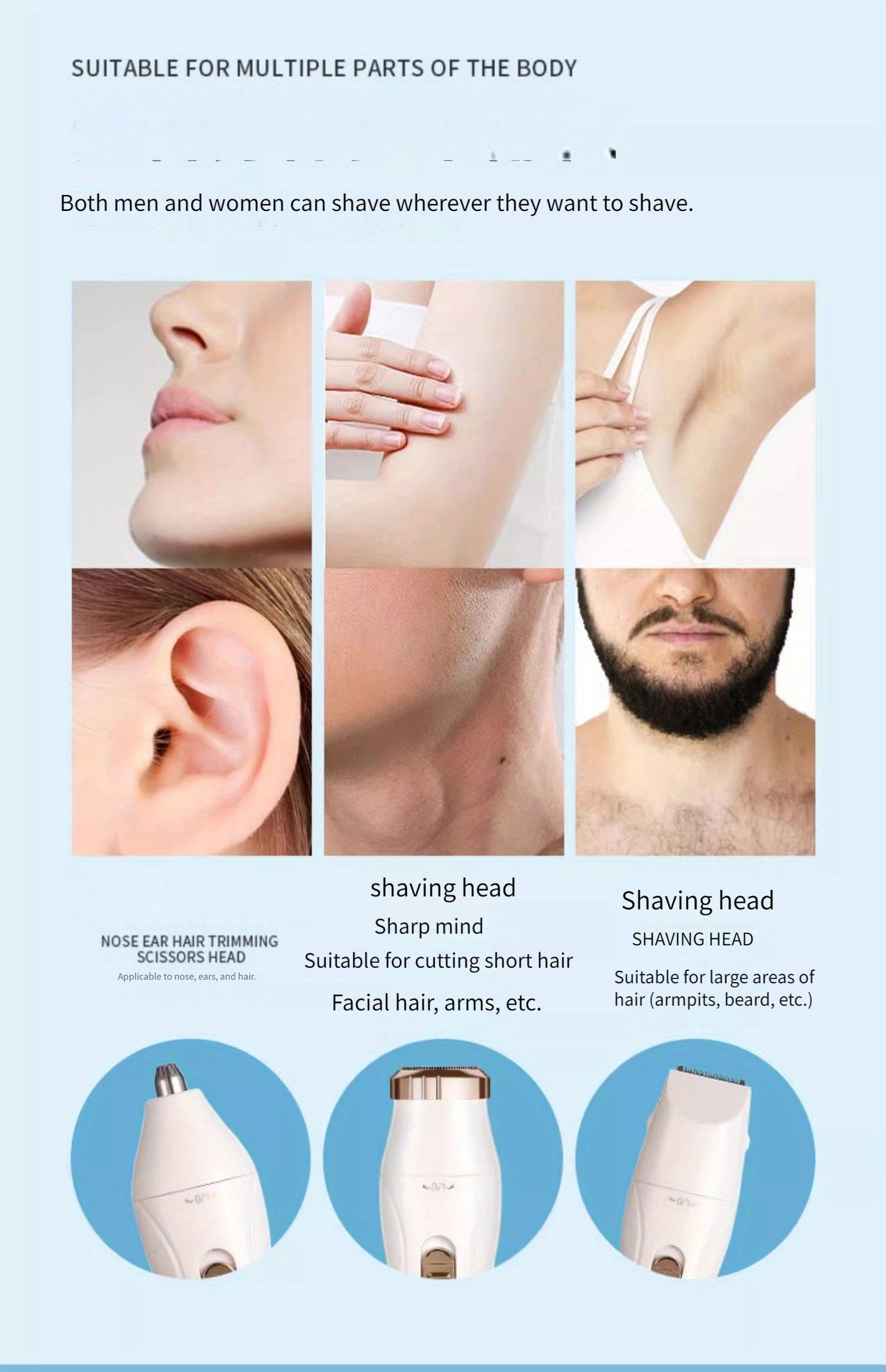 3-in-1 Electric Hair Removal Kit For Women