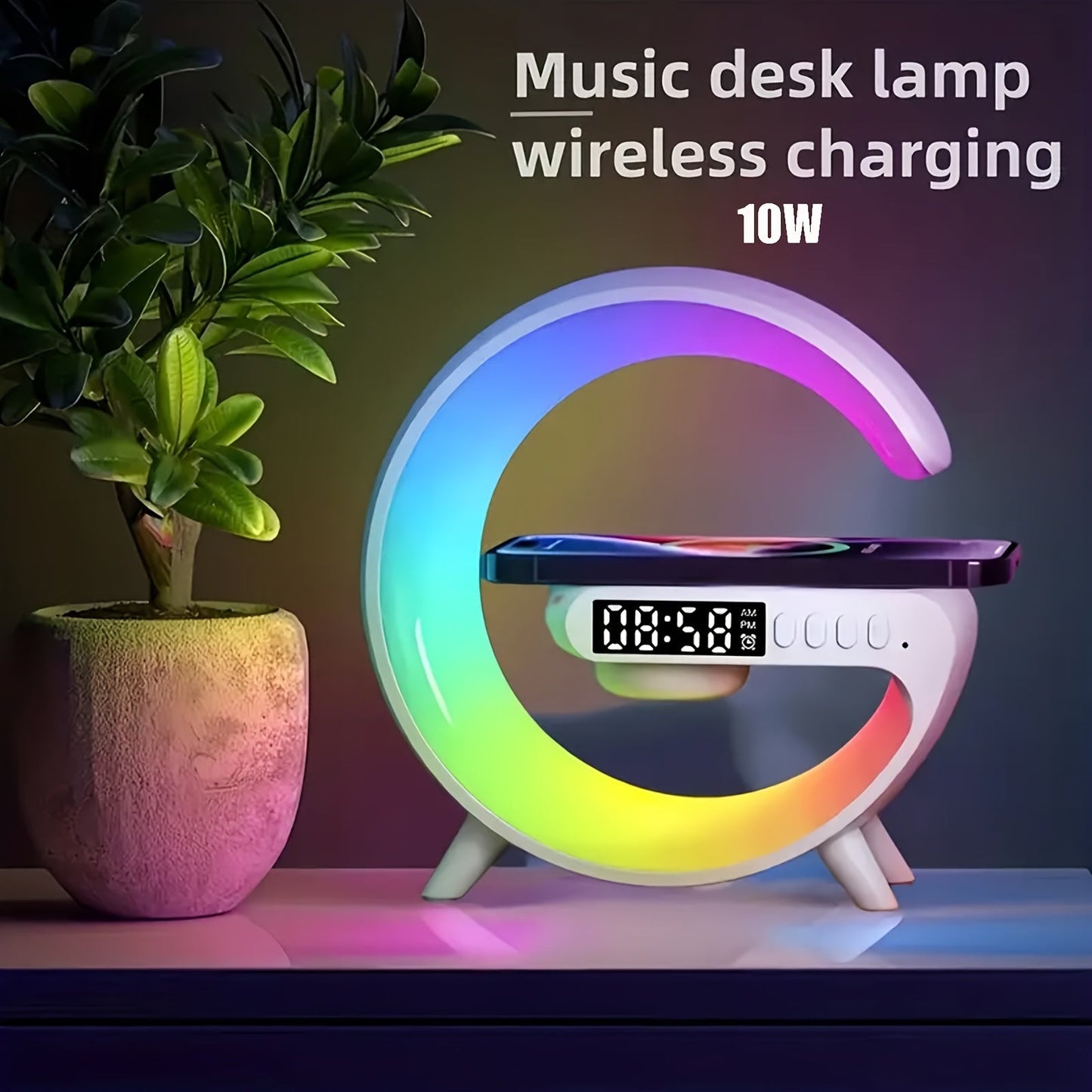 Vibrant Wake-Up Wireless Speaker - Portable Bluetooth Speakers with Sunrise Alarm, RGB Rhythm Light, Fast Charging