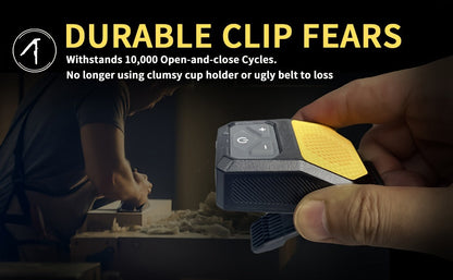 Mini SoundBite - Portable Clip-on Speaker with Built-in Microphone for Hands-free Music and Calls, Long-Lasting 12-Hour Battery Life