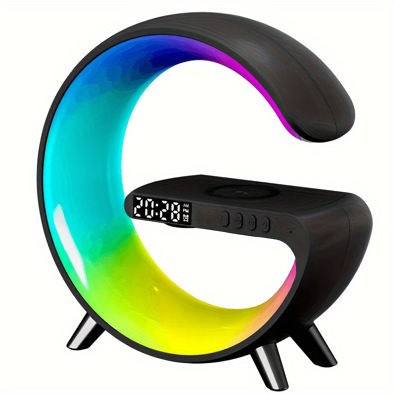 Wireless BT Speakers With Wireless Fast Charging, Rhythm RGB Light, Bar Smart Light, Sunrise Alarm Clock