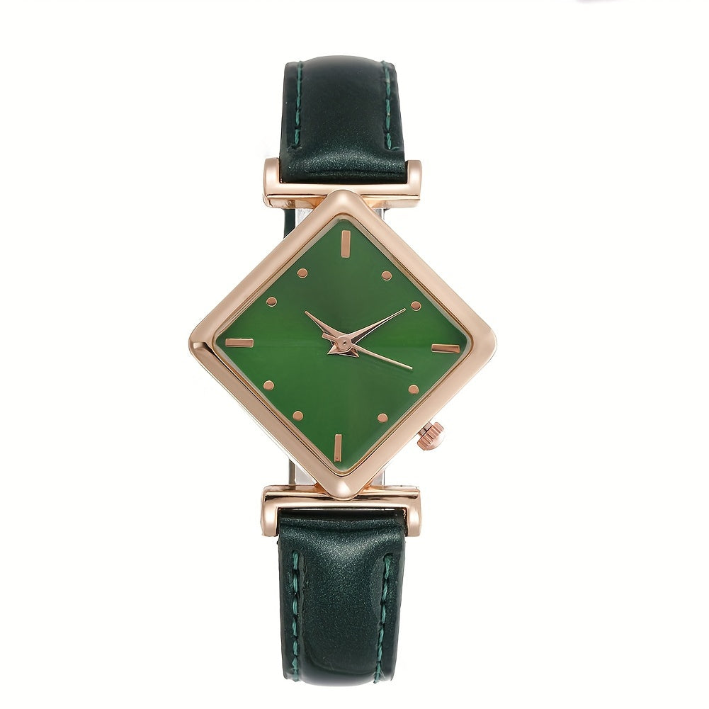 Elegant Timepiece for Women - Rhombus Pointer Quartz Watch with Retro Fashion Design, A