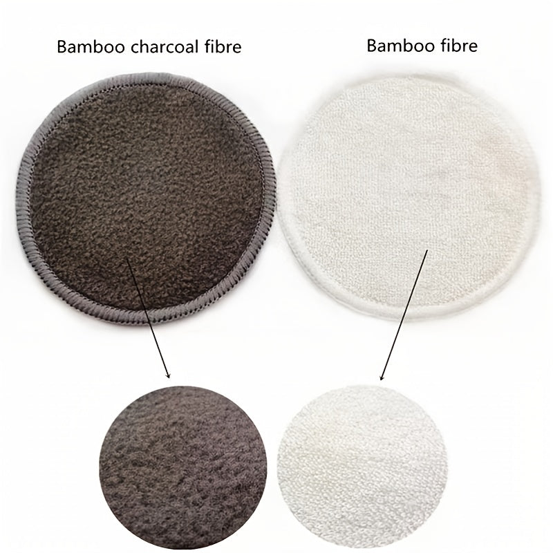 Ultra-Soft Microfiber Reusable Bamboo Makeup Remover Pads, Washable Rounds Cleansing Tools for Make Up Removal