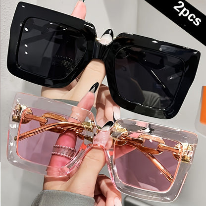 Luxury Oversized Square Fashion Glasses 2pcs
