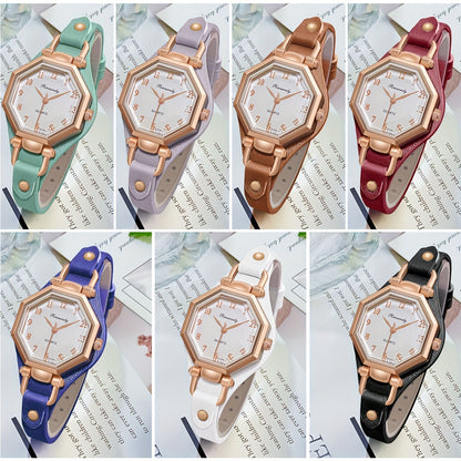 Casual Analog-Digital Women's Wrist Watch with PU Leather Band