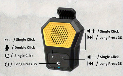 Mini SoundBite - Portable Clip-on Speaker with Built-in Microphone for Hands-free Music and Calls, Long-Lasting 12-Hour Battery Life