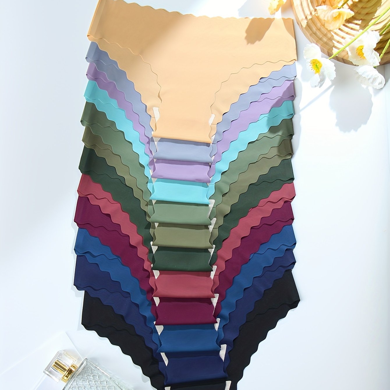 12pcs Seamless Scallop Trim Bikini Panties