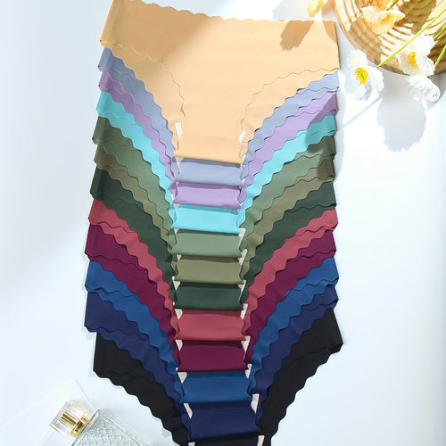 12pcs Seamless Scallop Trim Bikini Panties
