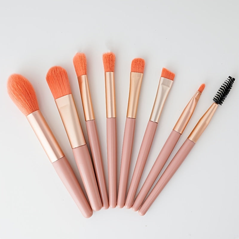 Portable Mini Makeup Brush Set with Storage Bag 8pcs