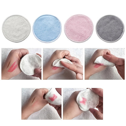 Ultra-Soft Microfiber Reusable Bamboo Makeup Remover Pads, Washable Rounds Cleansing Tools for Make Up Removal
