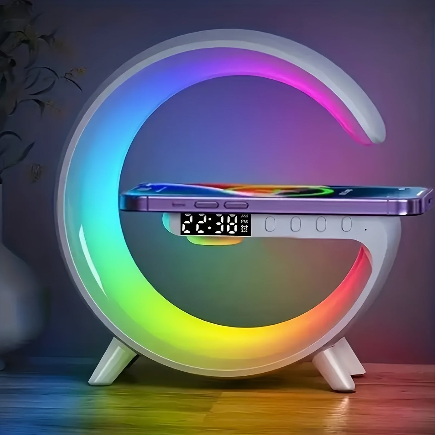 Vibrant Wake-Up Wireless Speaker - Portable Bluetooth Speakers with Sunrise Alarm, RGB Rhythm Light, Fast Charging