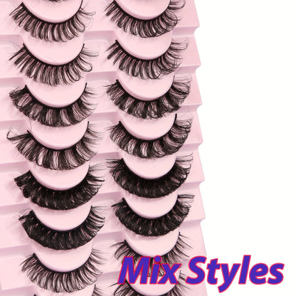 10 Pairs Curly Faux Mink False Lashes