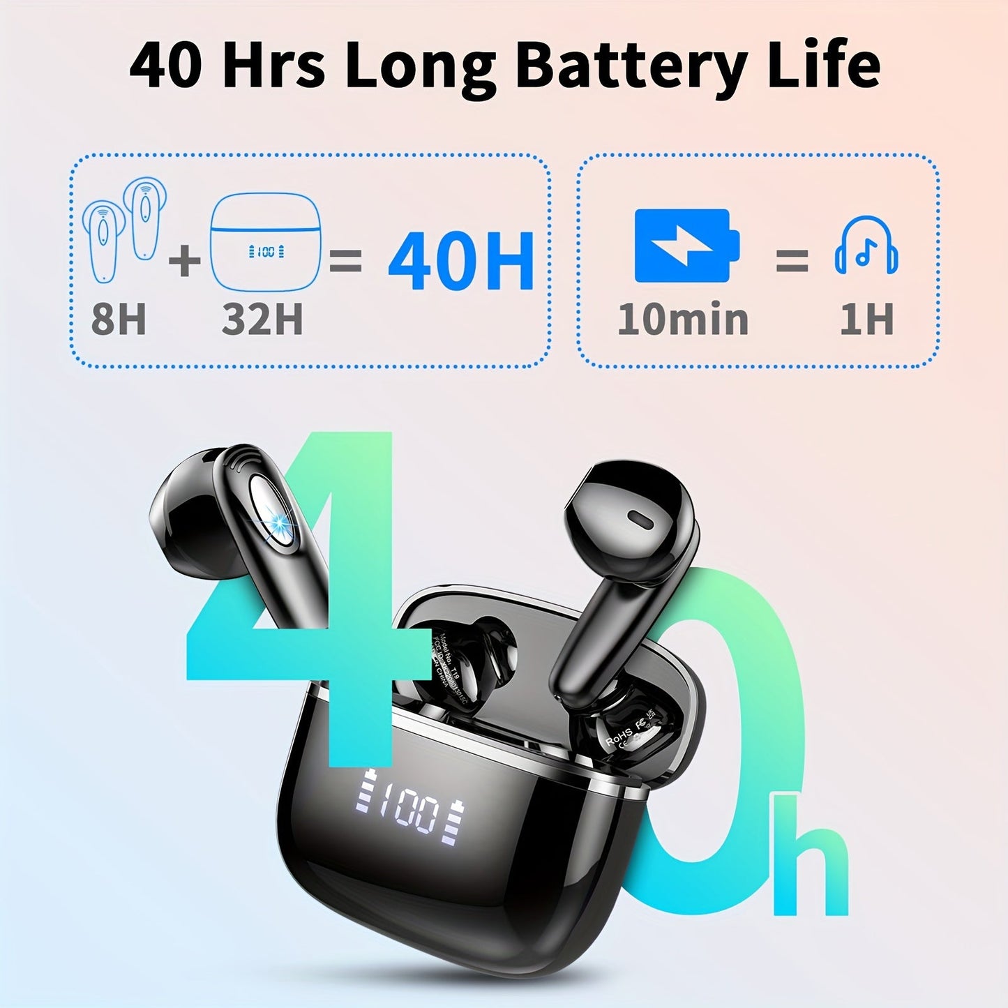 40H Battery Life Wireless Earbuds