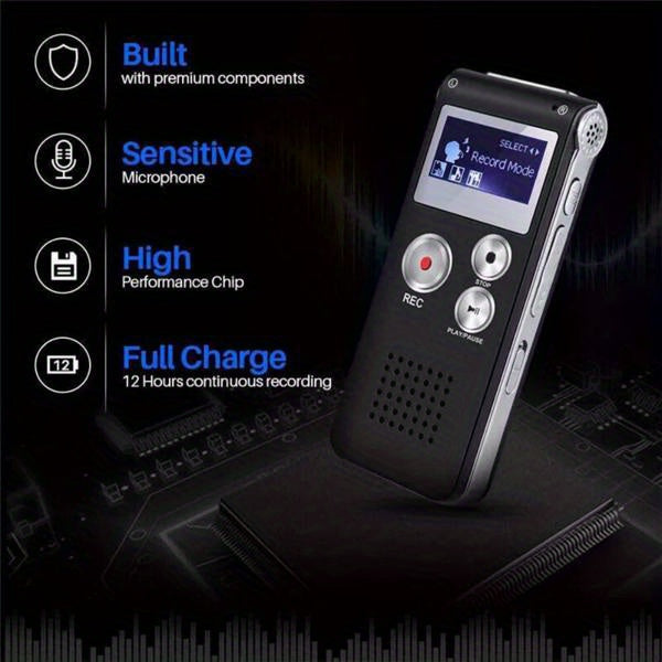 1pc Digital Voice Recorder - 8GB Mini Audio Recorder with MP3 Player Compatibility, One-Click Recording, 20 Hours Playtime, Built-in Microphone