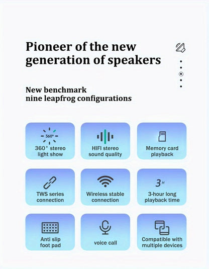 Creative Mini Speaker, Wireless Connection Speaker, Portable Square Speaker, Home Gathering Speaker, RGB Flow Light Effect Speaker