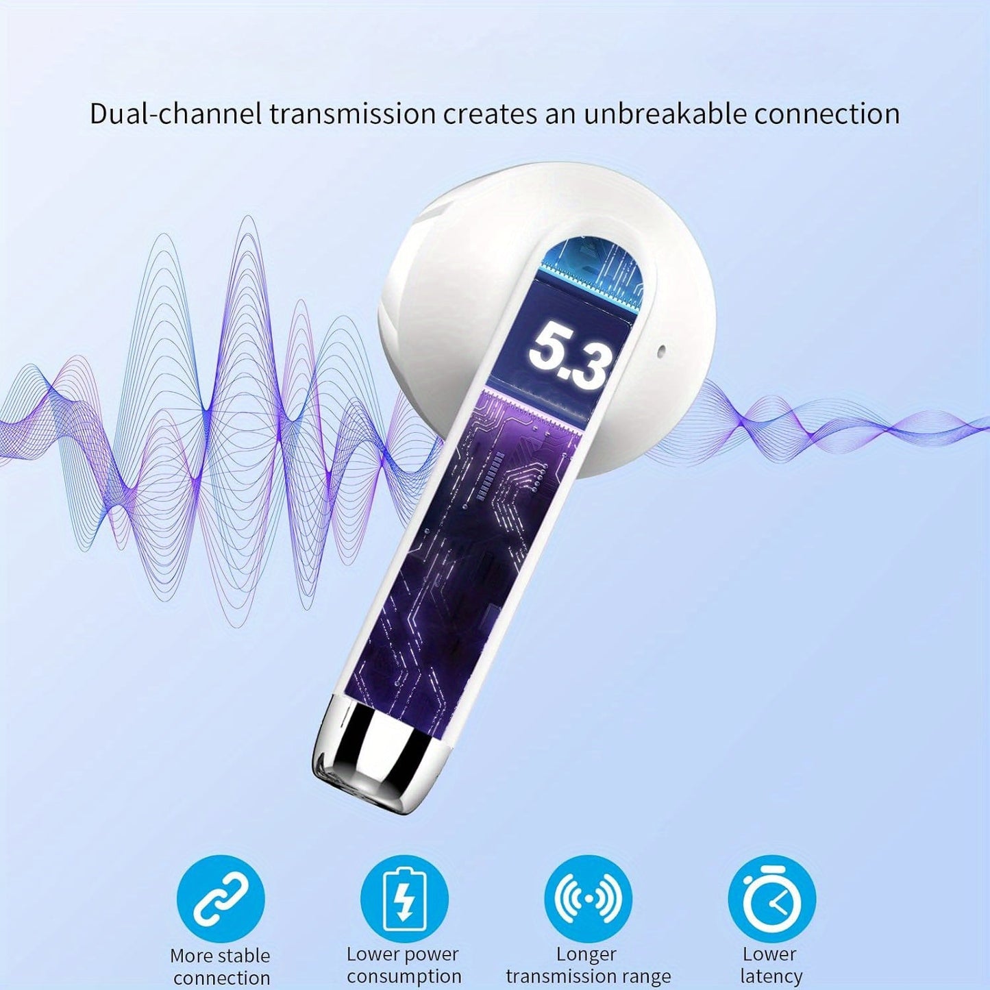 Wireless Smart 5.3 Earbuds with ENC Microphone