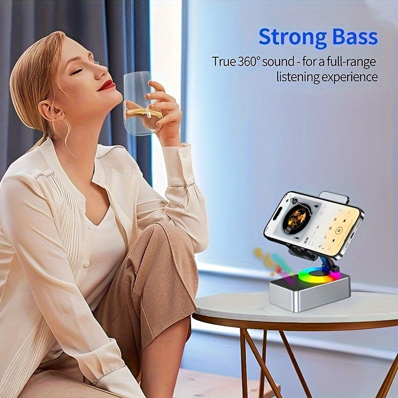 4-In-1 Wireless 360° Rotating Phone Speaker Stand, Hands-Free Audio, Portable Music