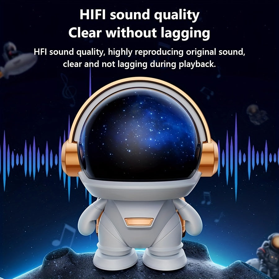 Cute Astronaut Small Speaker, Small Wireless Portable Outdoor Speaker With Light, Home Party Office Decoration Subwoofer (White Light) Wireless Speaker With Light