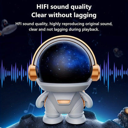 Cute Astronaut Small Speaker, Small Wireless Portable Outdoor Speaker With Light, Home Party Office Decoration Subwoofer (White Light) Wireless Speaker With Light