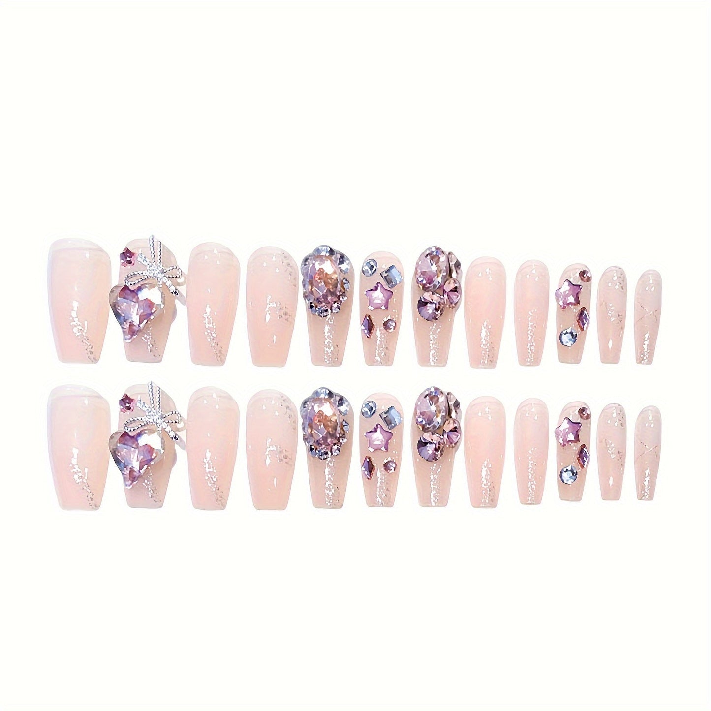 48 pcs Long Press-on Nails Coffin Transparently Fake Nails