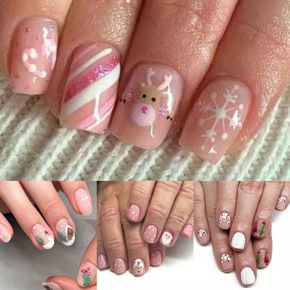96 pcs Festive Holiday Nail Art Set - Pink