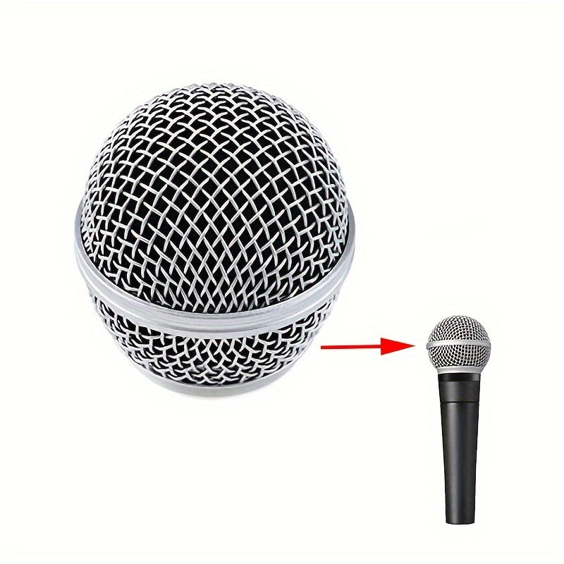 1pc Premium SM58 Microphone Head Metal Mesh Grille Ball with Inner Foam - Replacement Accessories for Microphones