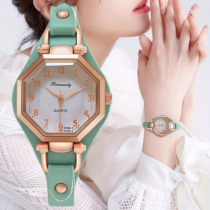 Casual Analog-Digital Women's Wrist Watch with PU Leather Band