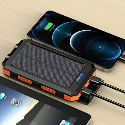 10000mAh Portable Solar Power Bank, 1 Piece Dual USB Output Port Power Bank With LED Light