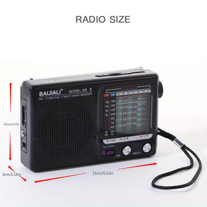 KK-9 Portable Pocket Radio - Personal Radios with Loud Speaker, Headphone Jack, 2AA Battery Operated, AM FM SW1-7 Bands