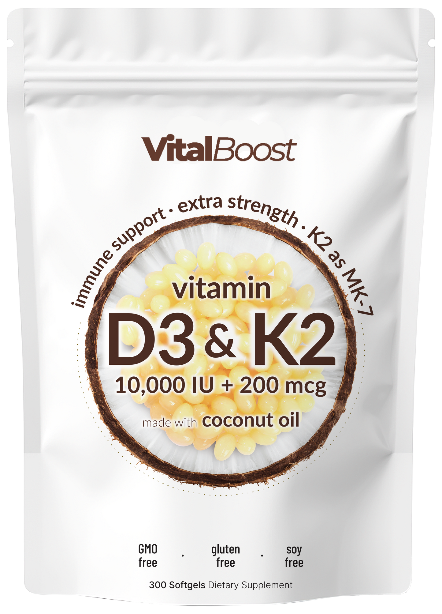 VitalBoost Vitamin D3 + K2 Supplement Softgels